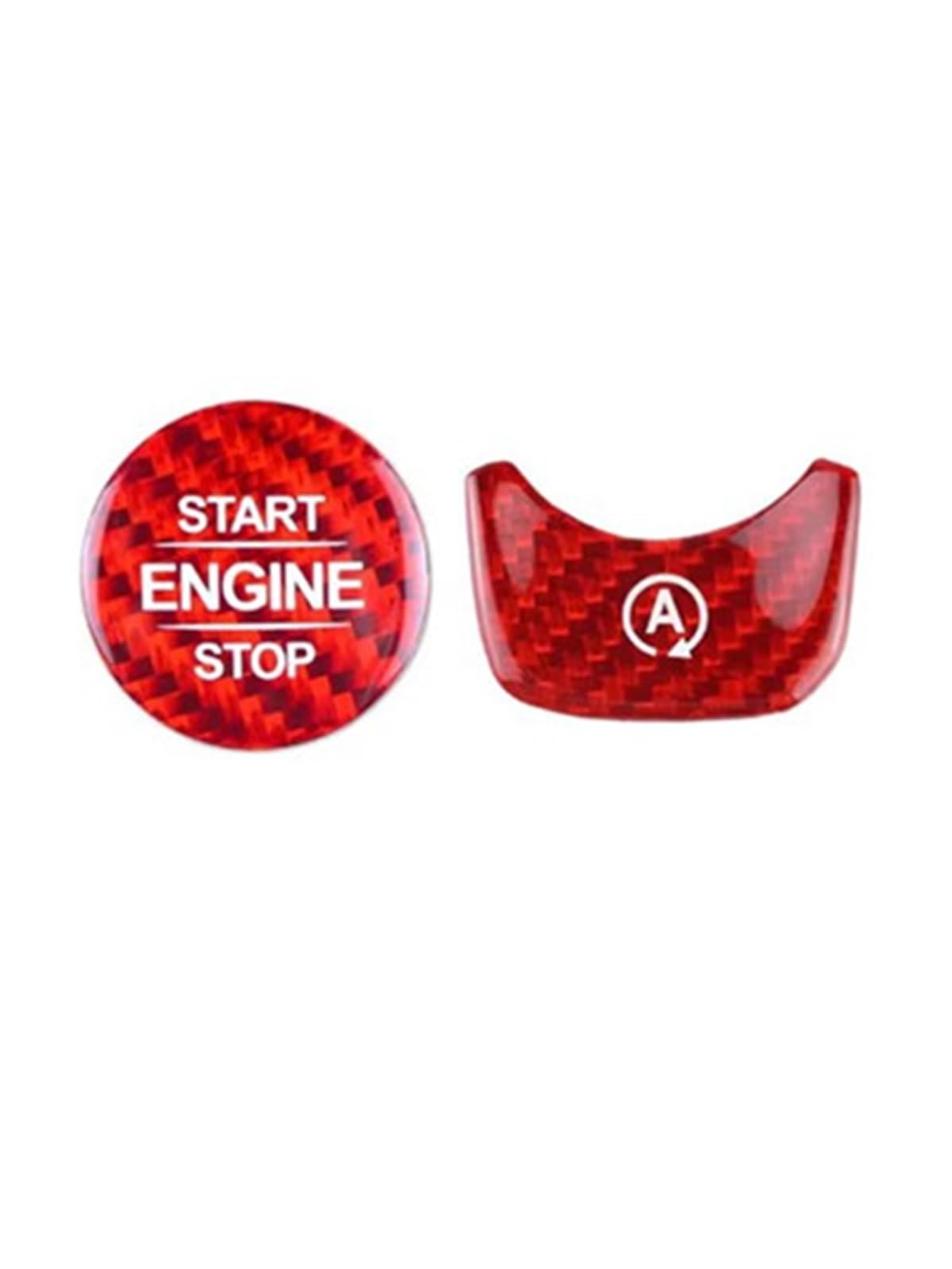 Decorative Stickers Compatible with Benz A CLA Class W177 C118 for for AMG Carbon Fiber Texture Sticker for Car Engine Start and Stop Buttons(Red)