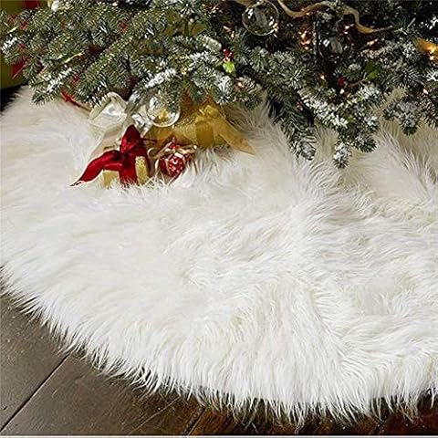 AISENO 60 Inch Christmas Tree Plush Skirt Decoration for Merry Christmas Party Faux Fur Christmas Tree Skirt Decorations Cover