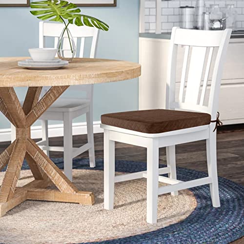 Idee-Home Chair Cushions For Dining Chairs Set Of 4, Quilted Patterns Square Chair Pads Memory Foam With Ties Dining Chair Cushions Large 17 X 17 Inches Seat Cushion For Kitchen Table Metal Brown #TOP5