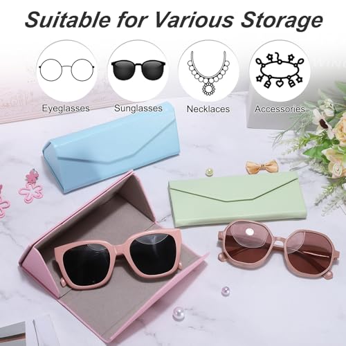 Image of PATIKIL Foldable Glasses Case, Triangle Magnetic Sunglasses Organizer Case PU Leather Hard Eyeglass Case for Women (2 Pcs)