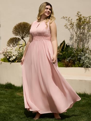Image of Ever-Pretty Plus Women's Round Neck Sleeveless Empire Waist Maxi Plus Size Formal Gowns Bridesmaid Dresses
