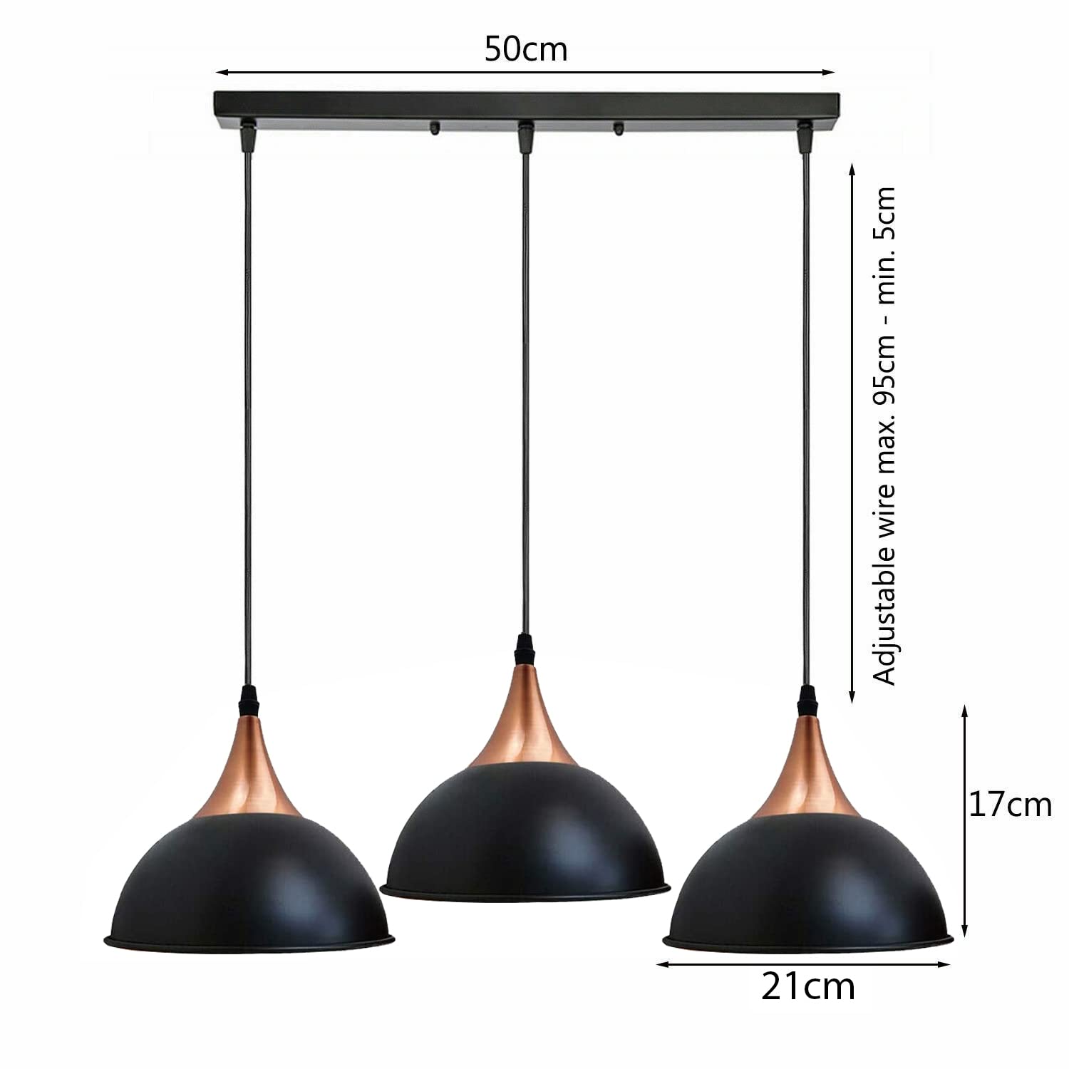 LEDSone Vintage Industrial 3Head Ceiling Pendant Light Hanging Light Metal Shade Indoor Light Fitting for Hotel Restaurants - Image 3