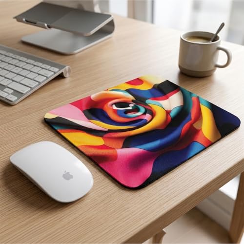 Image of Premium Non-Slip Mouse Pad | Smooth Surface for Optical & Laser Mice | Anti-Skid Rubber Base | Office, Home & Gaming | Colorful Swirl Design | Standard Size