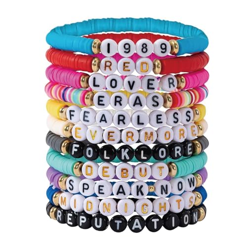 JNGTKL 11 Pcs Taylor Friendship Bracelets Set Fashionable Taylor Merchandise Bracelets Bohemian Style Letter Bracelet for Women Men Colorful Friendship Bracelet Concert Souvenirs