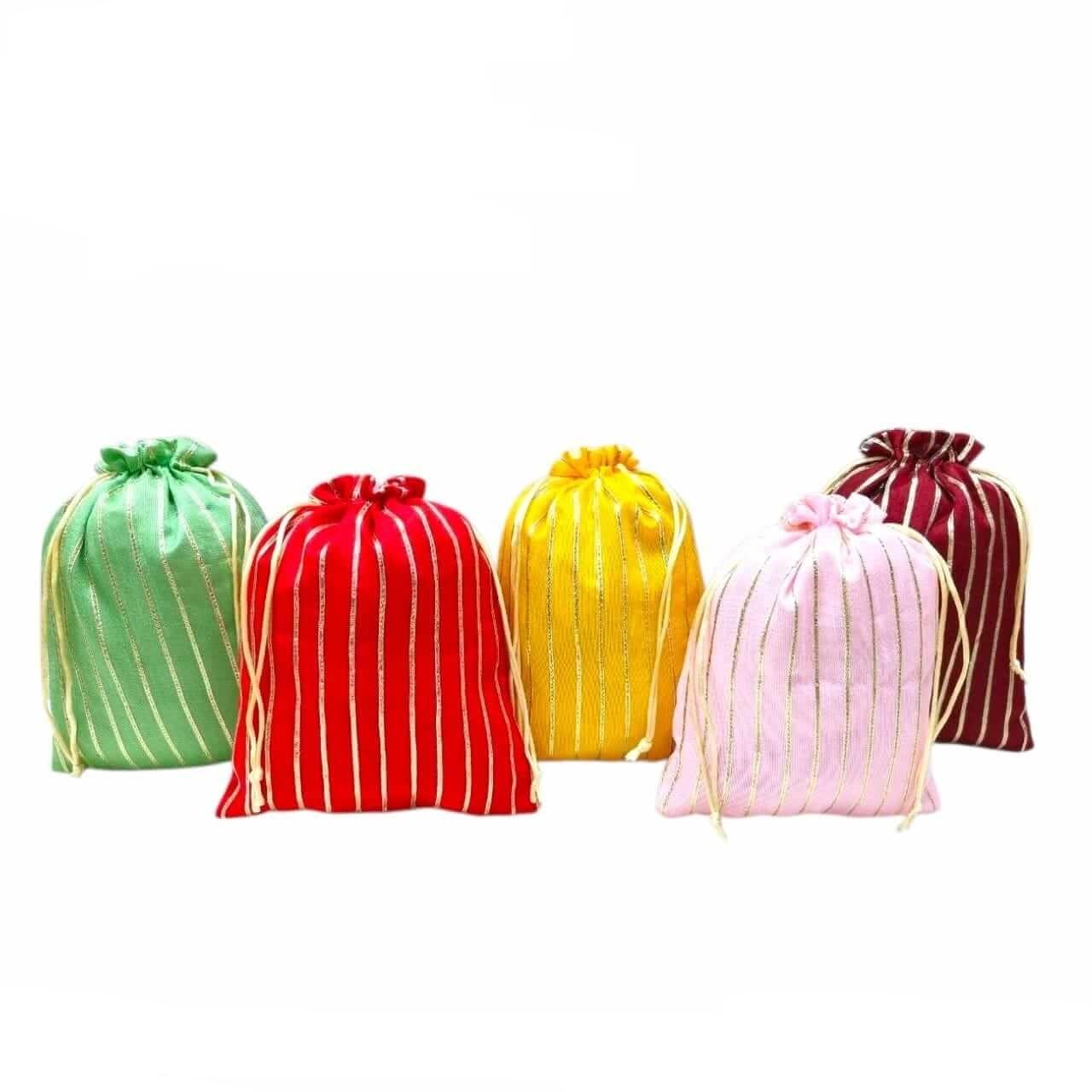 Silk Thin Gotta Lining Potli Bags for Gifting, Potli Pouches, Women Potli Bags for Return Gift, Ethnic Drawstring Pouches for Gift Packing (18 x 13 CM)-image-41