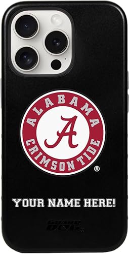 Guard Dog Funda colegiada personalizada para iPh 15 Pro Max - Alabama Crimson Tide - Pon tu nombre en una funda híbrida duradera
