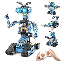 OKKIDY Robot Building Toys for Kids, 4-in-1 Rechargeable Remote Control RC Robotics Kit STEM Educational Building Block Toys Gifts for Christmas Boys Girls Kids Ages 6 7 8 9 10 11 12+ (813PCS)