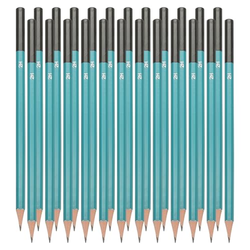 PATIKIL スケッチング用2H絵画鉛筆 24本入りスケッチ鉛筆 アート グラファイト木製予め削られた絵画スケッチアーティスト用 六角形 黒リフィル 緑/黒ポール
