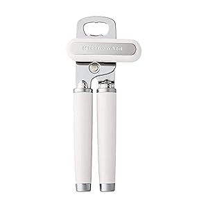 KitchenAid Classic Multifunction Can Opener and Bottle Opener Easy to Use, Razor Sharp Stainless Steel Cutting Wheel, Soft Ergonomic Handles, White