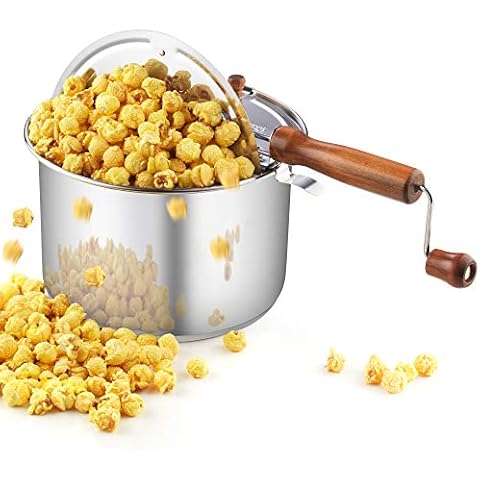 Cook N Home 02627 Popcorn Popper, Metal Glass Stainless Steel Aluminum Wood Ceramic Cover