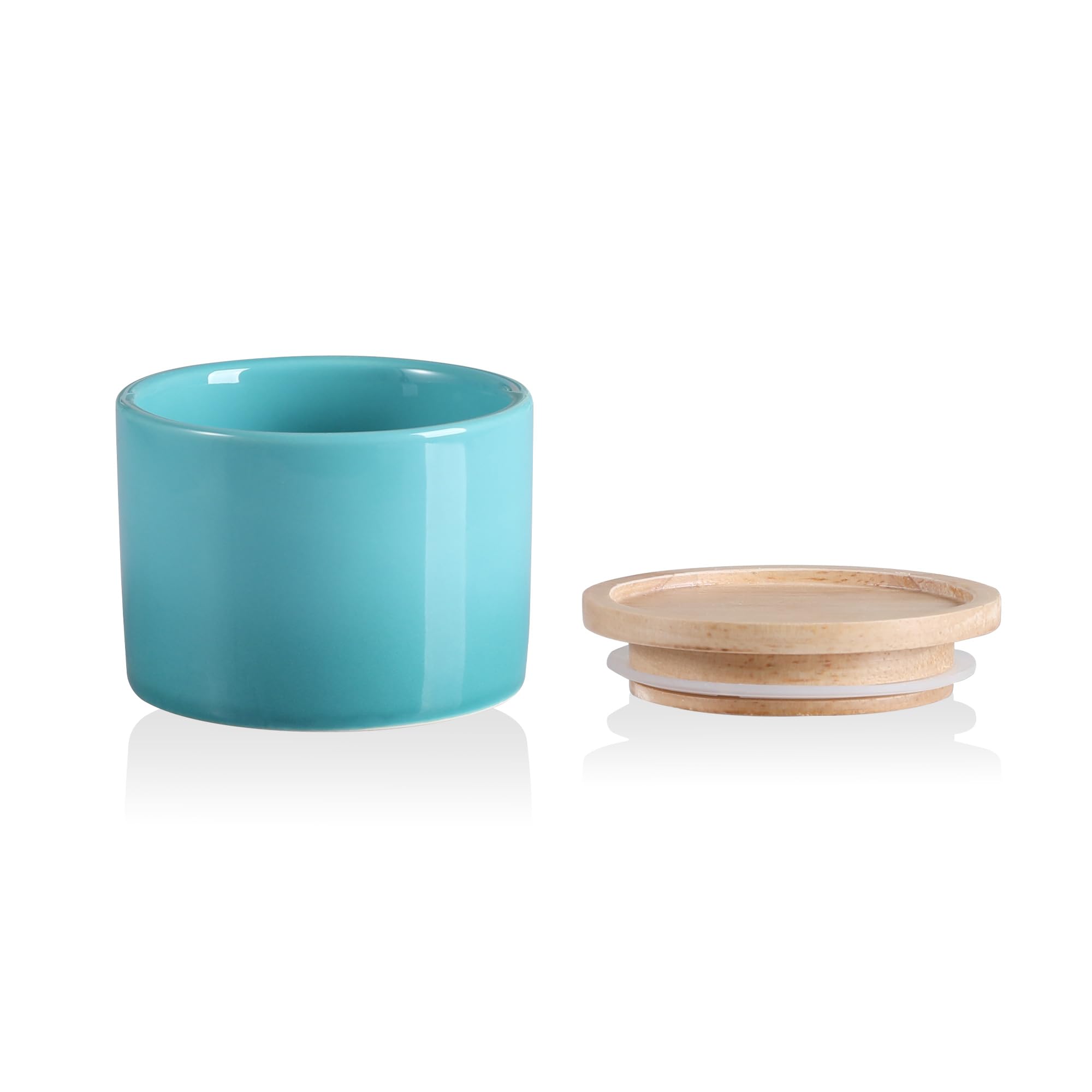 Sweejar Kitchen Canisters Ceramic Food Storage Jar, Stackable Containers with Airtight Seal Wooden Lid for Serving Ground Coffee, Tea, Sugar, Spice and More - 5 Fl Oz(Gradient Blue)
