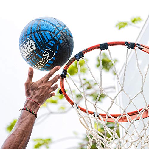 Image of AND1 Rubber Basketball & Pump (Drip Collection)- Official Size 7 (29.5 inch) Streetball, Made for Indoor and Outdoor Basketball Games (Blue /Black)