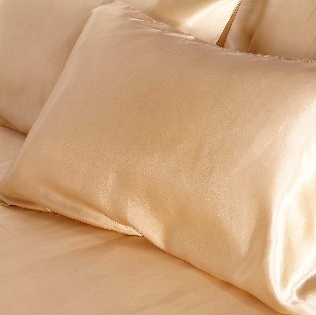 Set Copripiumino in Raso Matrimoniale 220x240 Marrone Biancheria da Letto in Raso Setoso Set di Seta Lusso Tinta Unita Poliestere Lucido Copripiumino Letto 220x240 cm con Federa