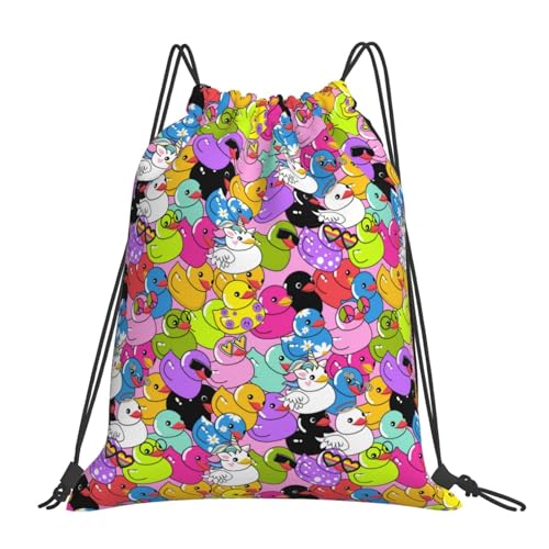 Funny Cartoon Cute Duck Colorful Drawstring Backpack, Small Gym Bags for Men Women, String Backpack Sports Sackpack