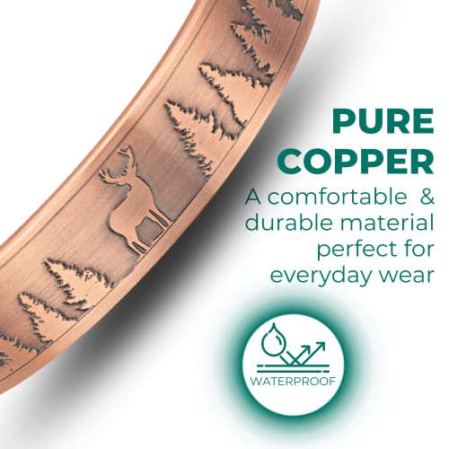 Willis Judd Men's Pure Copper Bangle Magnetic Bracelet Deer Design Mountain Wildlife4
