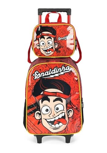 Kit Mochila Carrinho Luxcel+Lancheira Enaldinho Vermelho Ic41102up