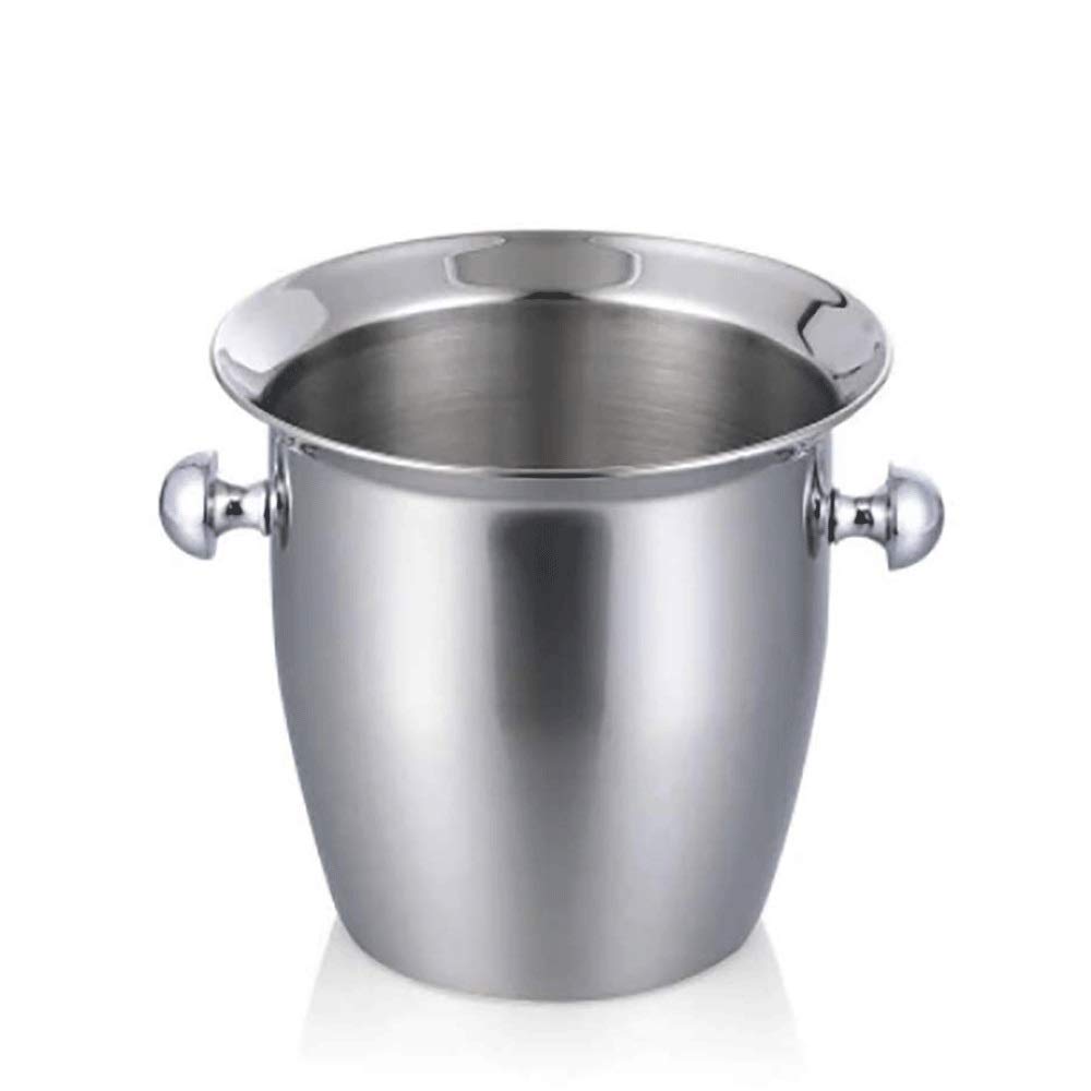 Secchiello per il ghiaccio in acciaio inox spesso, barile per vino, birra, ghiaccio, champagne, ghiaccio, vino, botte (2 L)