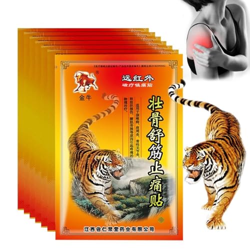 Parches de Calor para Alivio del Dolor - 80 Piezas | Parche de Tigre Chino con Infrarrojo Lejano | Parches Térmicos para Espalda, Rodillas y Articulaciones | Terapia de Calor y Acupuntura Natural