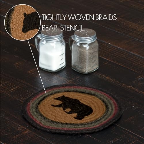 VHC-Brands-Wyatt-Rustic-Stenciled-Textured-Tan-Round-Kitchen-Table-Bear-Jute-Trivet-8 VHC Brands Wyatt Rustic Stenciled Textured Tan Round Kitchen Table Bear Jute Trivet 8