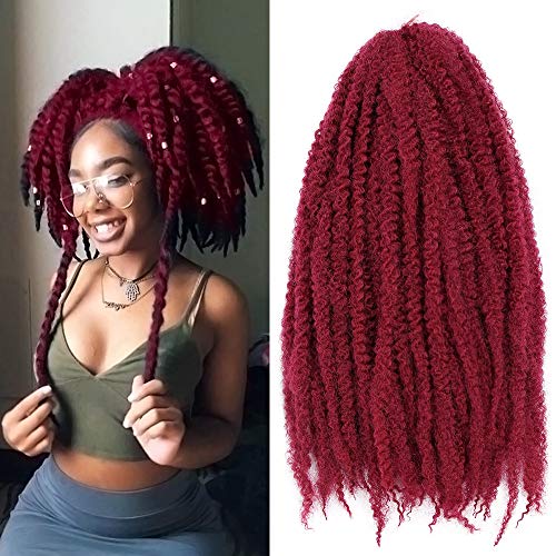 18 Inch Marley Braiding Hair Synthetic Afro Kinky Marley Hair for Twists 3 Packs Marley Twist Braiding Hair Extensions Soft And Fluffy (#BUG)