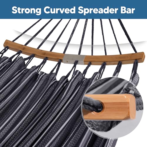 Image of SUNCREAT Hammocks Double Hammock with Curved Spreader Bar, Dark Gray