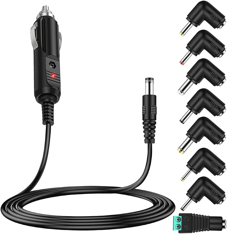 Cable de alimentación para cargador de auto de 12 V CC con 8 conectores para encendedor de cigarrillos, reproductor de DVD portátil, DVR para auto, GPS, parlantes Bluetooth, extractor de leche, refrigerador de auto, compresor de aire, taza calefactora