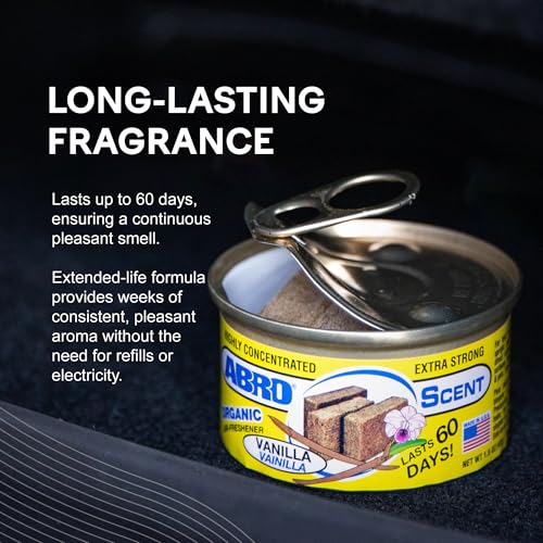 Image of ABRO Car Air Fresheners: Canned, Spill Proof Airfreshener for Home, Office, or Car Accessories Interior, Lasts Up to 60 Days - 3 Pack Vanilla Scent
