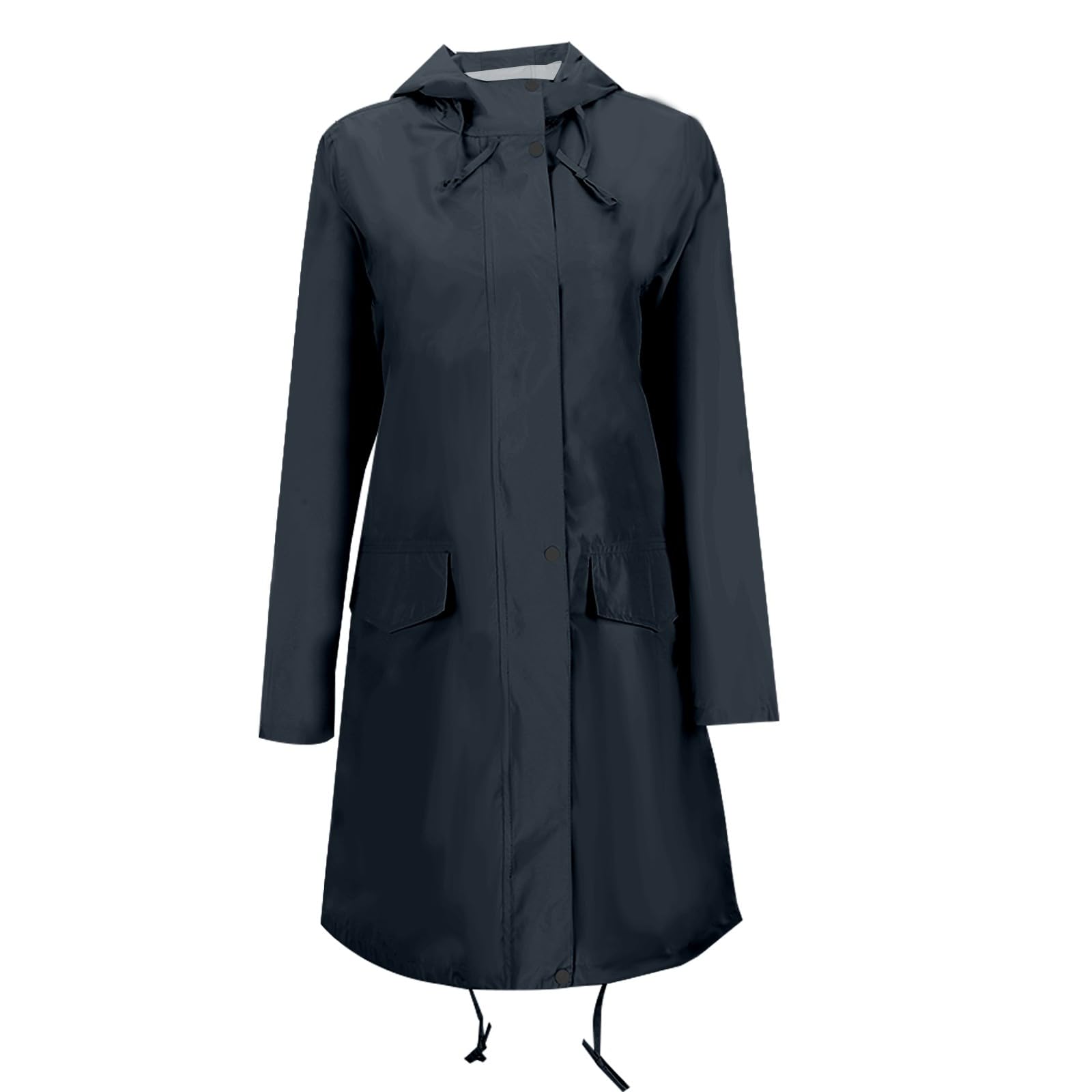 Generisch Chubasquero para mujer, ligero, largo, con capucha, Gabardina de poliuretano, cortavientos de moda para exteriores, chaqueta impermeable de longitud completa