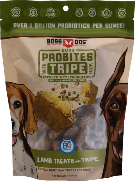 Boss DogBoss Probites with Tripe Treats for Dogs & Cats, Lamb Recipe, 3 oz Bag