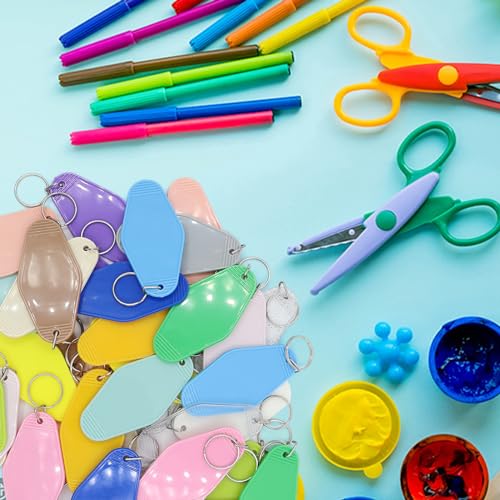 Image of LOTMER 20 /30 /40 /80 PCS Hotel Keychain Blank with Key Rings, 60 Colors Motel Key Chains for DIY Keychains