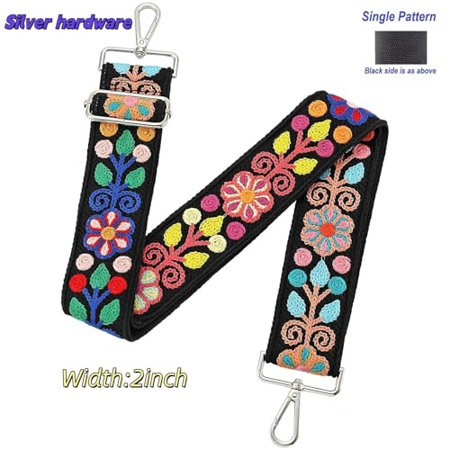 Image of Crochet Flower Purse Strap,Knit Wide Replacement Crossbody for Shoulder Strap Bag Adjustable 2inch Guitar Strap
