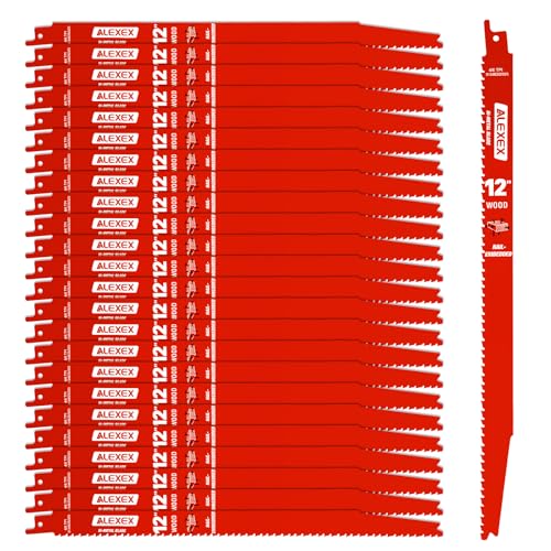 25 Pack 12 Inch 4/6 TPI Reciprocating Saw Blades for Wood and Nail-Embedded Wood Cutting Bi-Metal Sawzall Blades for Cutting Nail and PVC Pallets etc for Diablo Sawzall Blades DS1212BW25