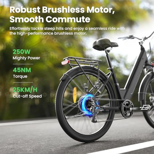 Touroll J1 ST/J1 Pro 27,5" E-Bike für Erwachsene, Elektrofahrrad Trekkingrad E-Bike Herren Damen mit 36V 15.6Ah Akku,100km Reichweite, 250W, E-Fahrrad mit 7-Gang-Getriebe, Pedelec Citybike (J1 Pro) – Bild 5