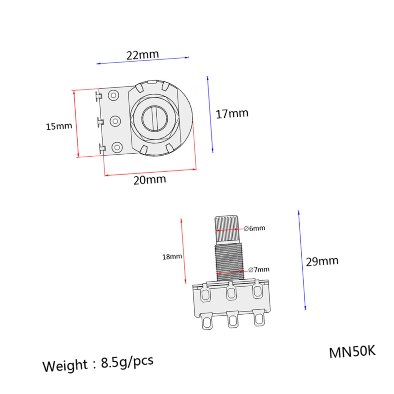 FAVOMOTO V Guitar Audio Potentiometers Guitar Potentiometers Audio Taper Potentiometer Push Guitar Pots Push Linear Taper Potentiometers Digital Potentiometer