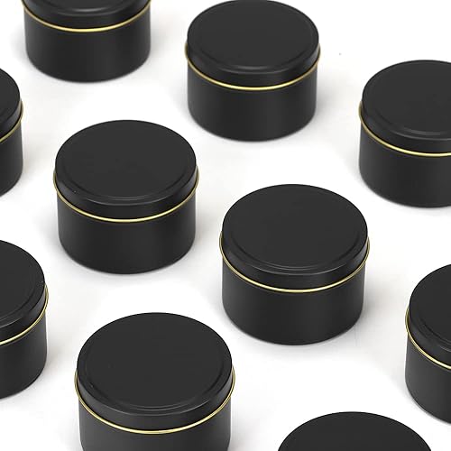 Miniatura 7 de SONVIIBOX 24 latas de velas negras de 4 onzas, frascos de velas, recipientes de velas a granel para fabricación de velas, tarros de almacenamiento,