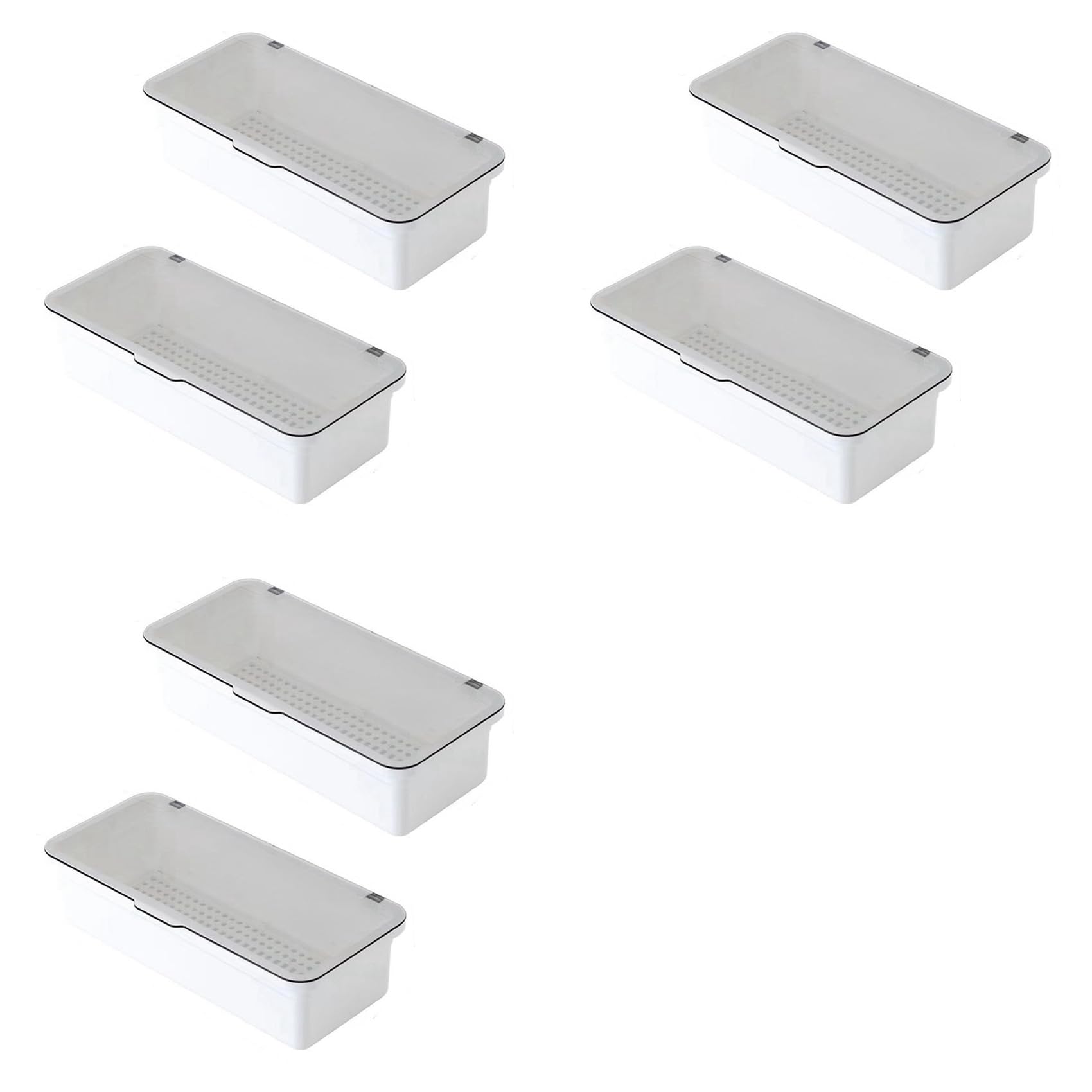 Vjsujehgy 6X Flatware Tray with Lid,Utensil Storage with Lid Plastic Cutlery Tray,Cutlery Drawer Organizer Utensil Container D