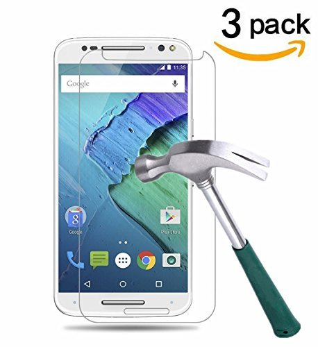 [3-Pack Screen Protector for Motorola Moto X Pure Edition(2015) / Moto X Style,Tempered Glass Film,Ultra Clear,Anti Scratch,Bubble Free,Case Friendly
