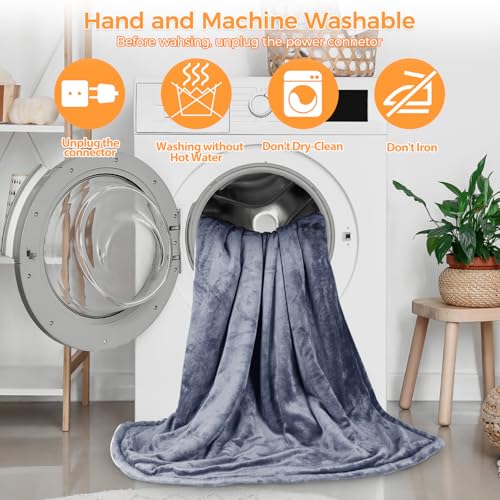 PROALLER Heizdecke 160x130CM, 10 Stufen & 1-9H Timer Auto-Aus, Maschinengängig, Weiches Flanell-Sherpa Vollkörperwärmung, Sofasitzkissen Bett Büro Verwendung, Heizdecke mit Abschaltautomatik