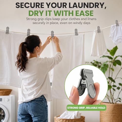 Image of Zureni Heavy Duty PVC Material Clothes Pins Multipurpose Tight Grip Laundry Clips with Springs Air-Drying Clothing Pin Set for Balcony & Outdoor Use- (Pack of 12, Random Color)