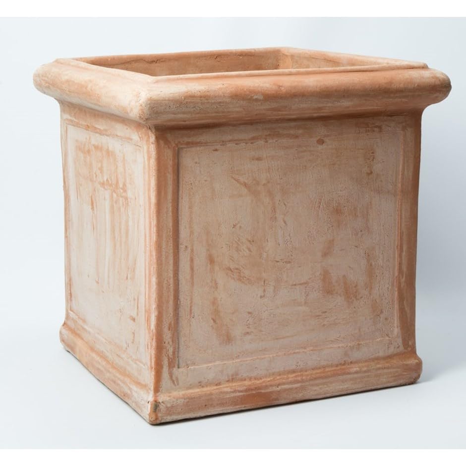 Primrose 47cm Large Terracotta Cube Planter with Drainage Hole in