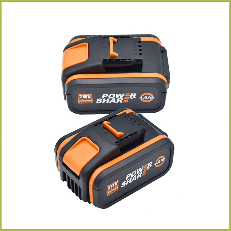 Batteria di ricambio da 20 V per Worx, senza fili Power Tools per Worx, WA3551/WA3553/35514/WA3551.1 agli ioni di litio (4000 mAh, 2 pezzi)