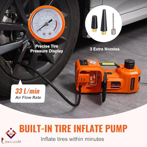 Image of Electric Car Jack, 5 Ton /11023 LBS Hydraulic Jack Lift with Electric Impact Wrench, Built-in Inflatable Pump, and LED Light for SUV MPV Sedan Truck Change Tires (5 Ton /11023 LBS)