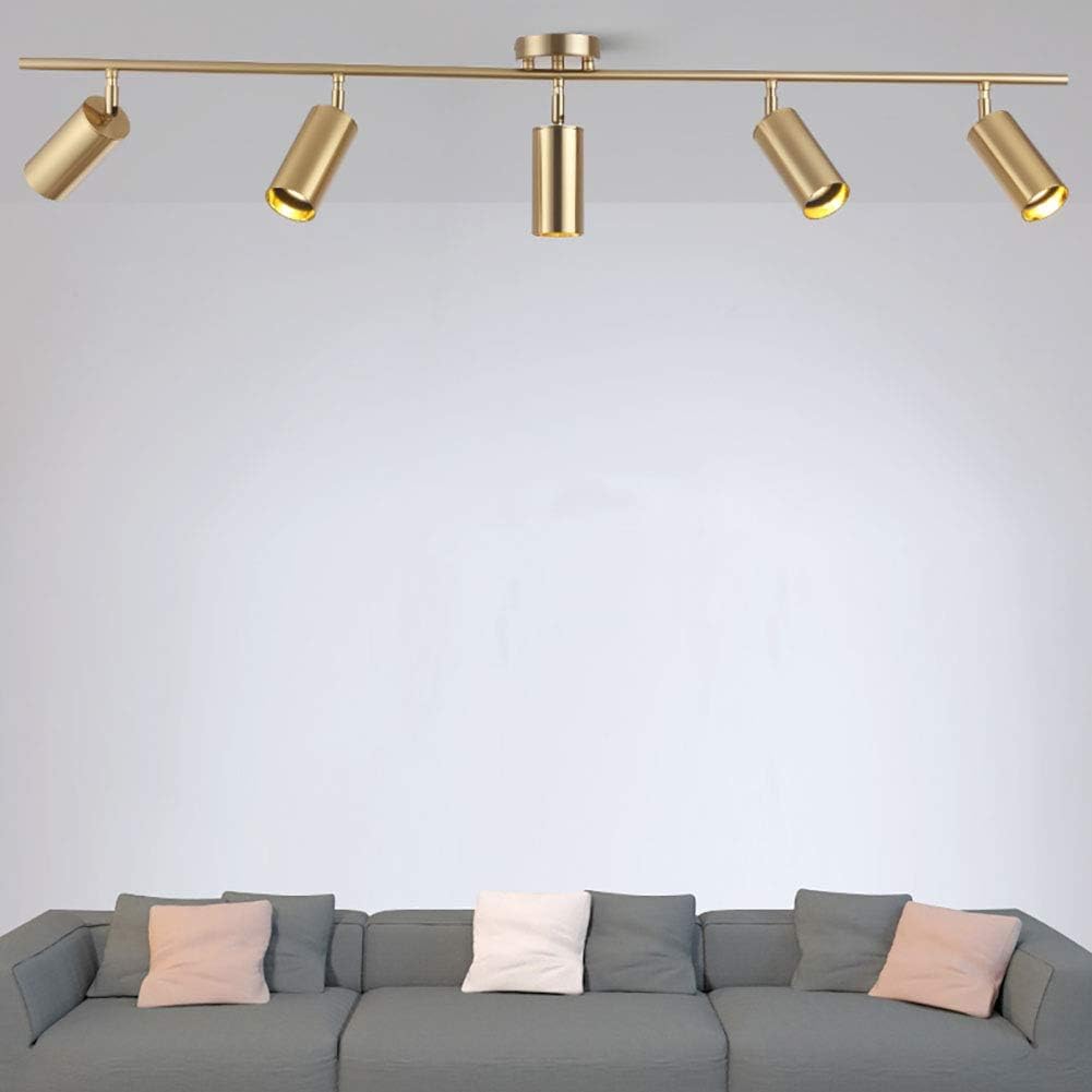Spots dorés, spots rotatifs, lumières de rail, lumières de fond de luxe, lumières de plafond - Doré - 5 têtes