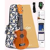 【初心者8点セット！】Aostinオースティン・UMI-1・ソプラノウクレレ・ウミちゃんと柴ちゃん・マホガニー材【安心の３年保証】【付属品８点セット：国内保証書・チューナー・教則本・コードチャート・ピック・ストラップ・ポリシングクロース・「柴犬と桜」ケース21】