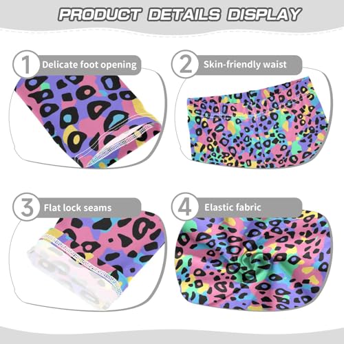 Rainbow Girls' Leggings Toddler Doodles Leopard Print Kids Yoga Pants Dance Active Tights 4T3