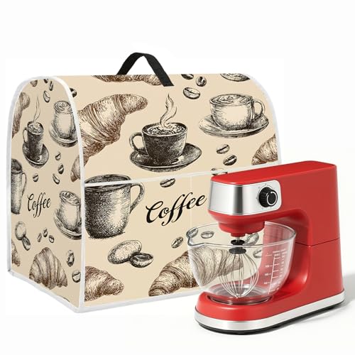 Image of Kitchen Dust Cover Compatible with 4.5 5 6 8 quart Stand Mixer, Kitchen Appliance Protective Covers with Top Handle and Pocket (Afternoon Tea, For 4.5 qt and All 5 qt Mixer)