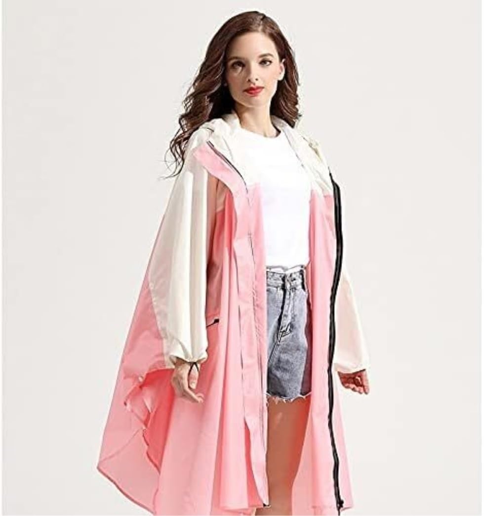 Chubasquero Chubasquero Impermeable para Mujer, Poncho De Lluvia con Capucha para Senderismo, Escalada, Luz Ponchos De Lluvia Impermeables(Pink)