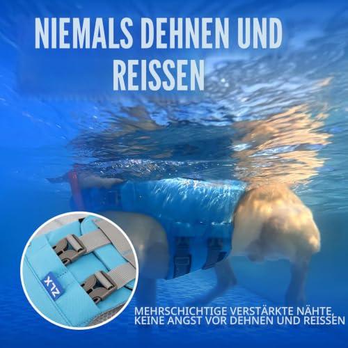 ZLX Schwimmweste Hund,Hunde Schwimmweste aus Ripstop,Rettungsweste Hund mit Griff,für Kleine, Mittlere & Große Hunde,Verstellbare Schwimmweste für Hunde zum Bootfahren,Schwimmen,Surfen