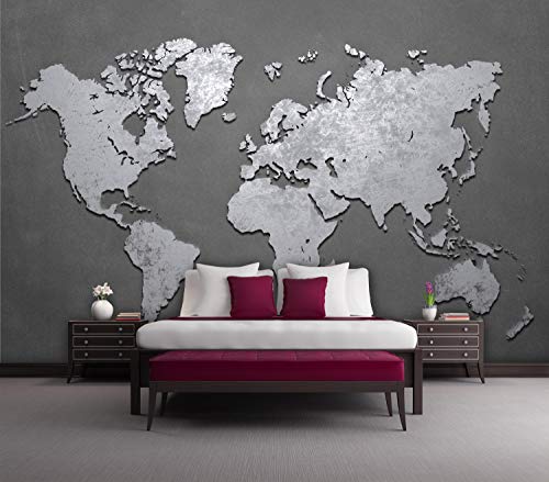 Wandmotiv24 Foto Murale Mappa del mondo metallica
