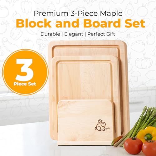 Farmhouse Set – Set Profesional de Tabla de Cortar de Madera de Arce con Ranura para Jugos y Soporte, Hecho en USA miniatura 5